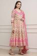 Pink Cotton Printed Anarkali Suit Set image number 5