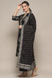 Black Cambric Straight Kurta Palazzo Suit Set image number 4