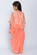 Salmon Peach Silk Two Piece Set image number 4