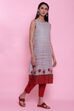 Red Cotton Sleeveless Printed Kurta image number 4