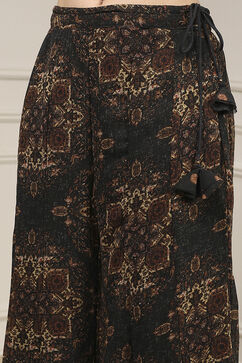 Charcoal Black Polyester Straight Printed Sharara Suit Set image number 2