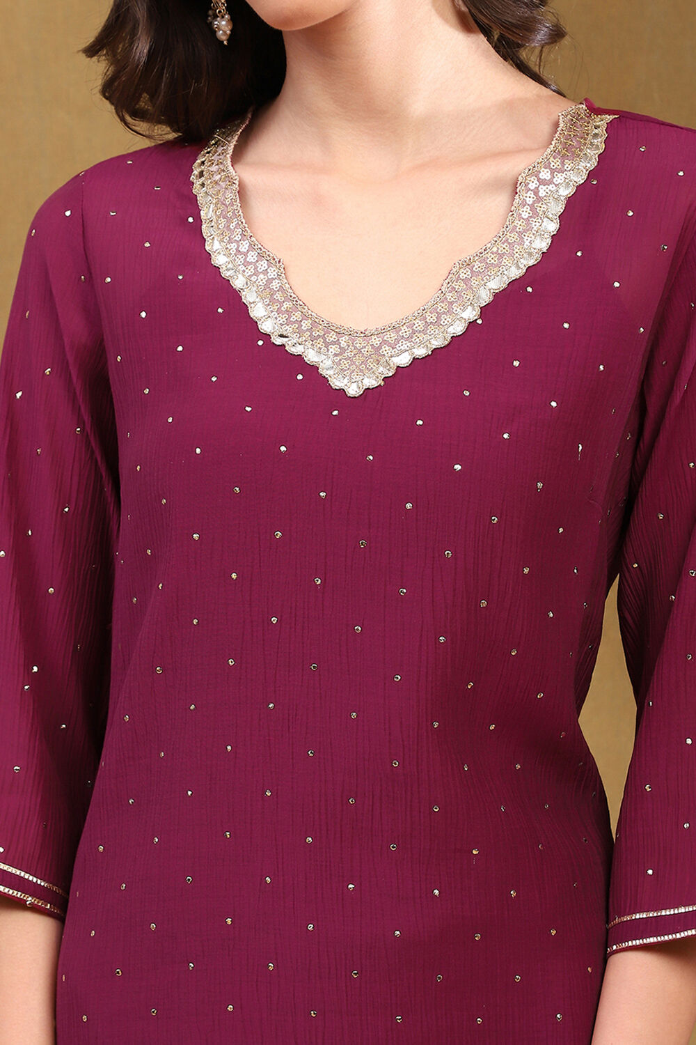 Mulberry Purple Viscose Straight Festive Kurta image number 1