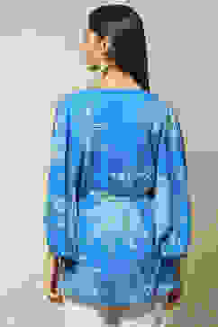 Blue LIVA Straight Printed Top image number 4