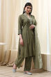 Sage Green Cotton Blend Straight Kurta Palazzo Suit Set image number 5