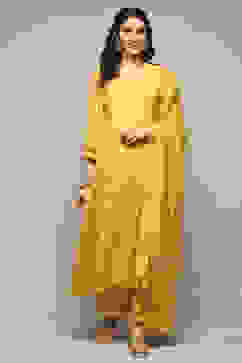 Mango Cotton Blend Kalidar Kurta Palazzo Suit Set image number 8