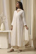 Off-White Modal Chikankari Straight Suit Set image number 3