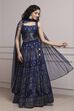 Blue Fitted Printed Lightweight Lehenga Set image number 0