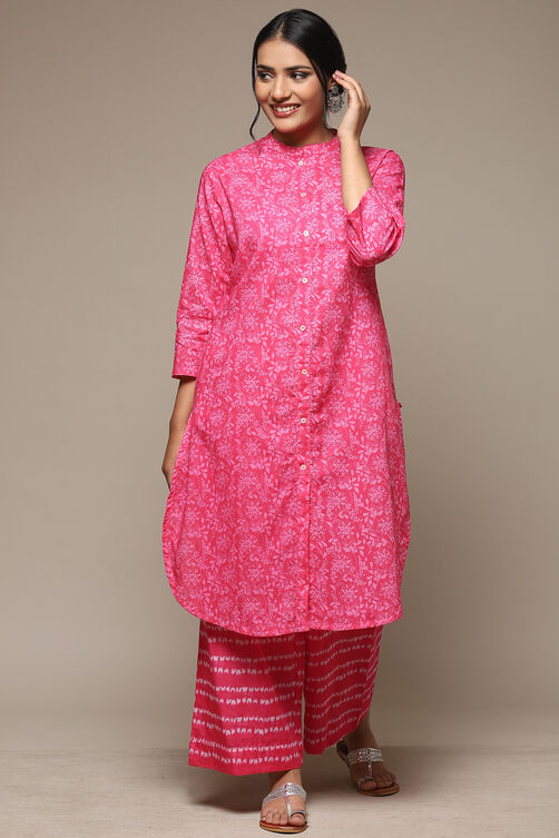 Yellow Cotton Straight Kurta Palazzo Suit Set image number 6
