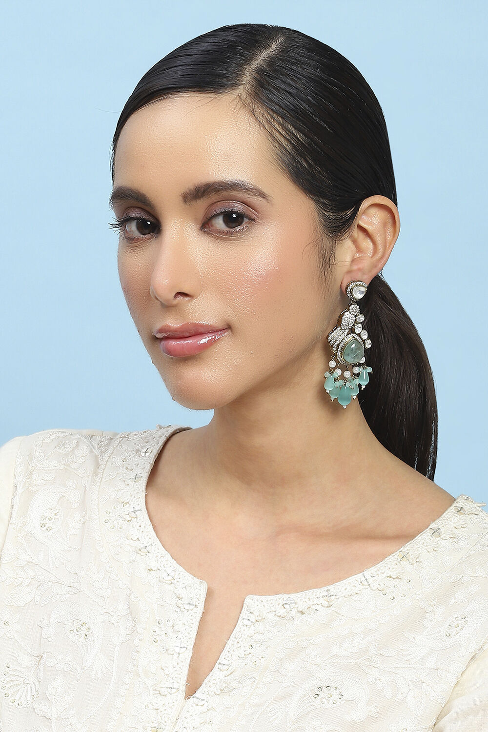 Mint Green Brass Drop & Danglers image number 3