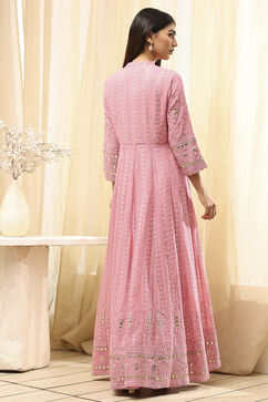 Powder Pink Viscose Front Open Suit Set image number 5