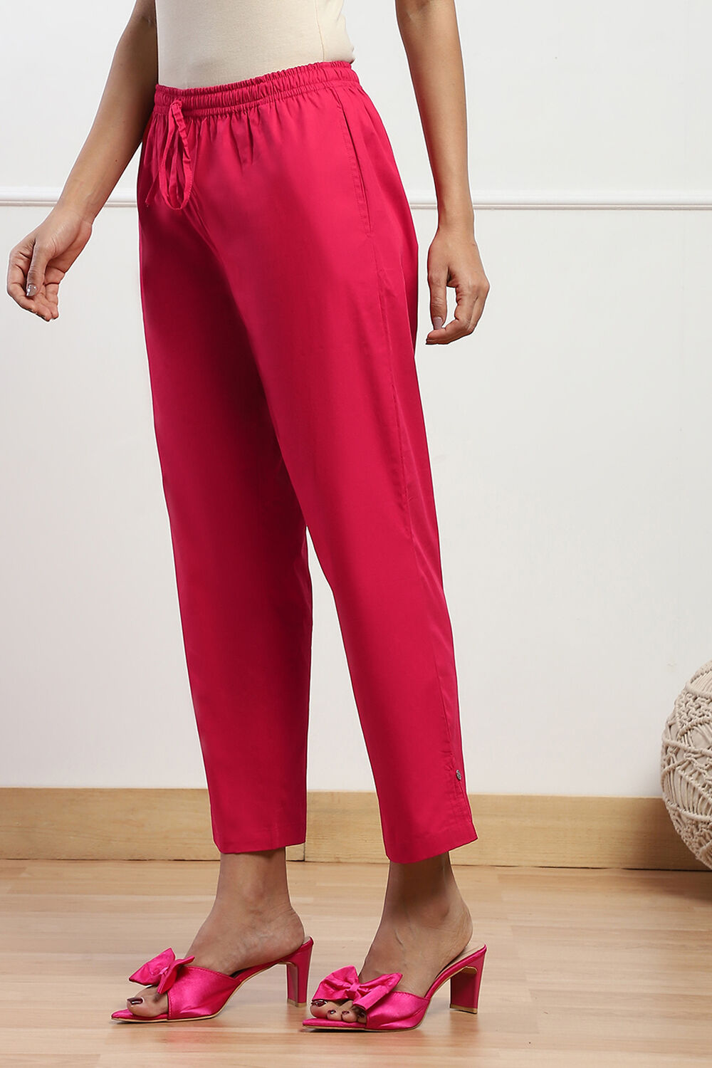 Fuschia Cotton Straight Pant image number 2