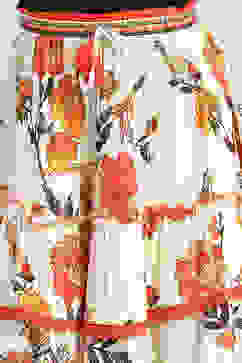 Cream-Colored Floral Tiered Skirt image number 1