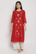 Red Art Silk Printed Kurti image number 0
