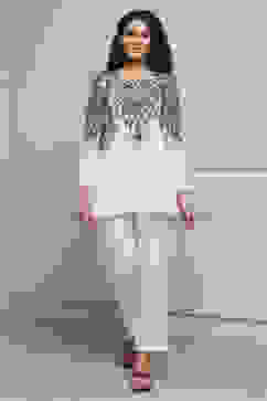 Black and White Art Silk Printed Straight Short Kurta image number 0