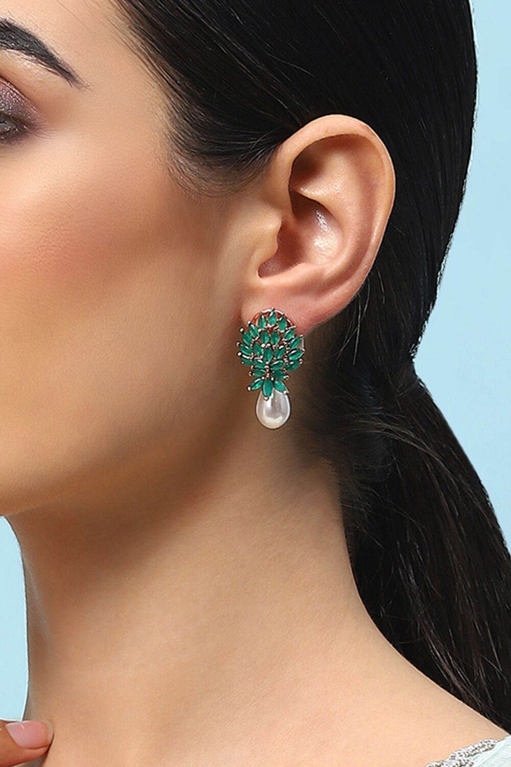 Green Brass Earrings image number 1