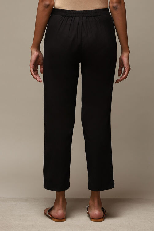 White Cotton Blend Slim Pants image number 4