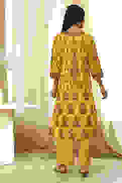 Yellow Pure Cotton Straight Kurta Set image number 4