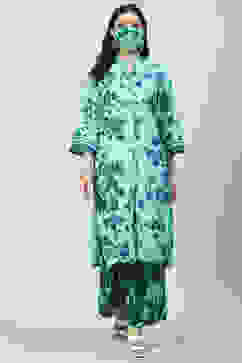 Yellow & Green Rayon Straight 2 Piece Set image number 5