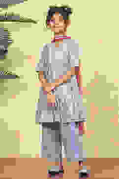 Blue Cotton Printed Anarkali Suit Set image number 0