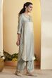 Sky Blue Viscose Rayon Straight Kurta Pants Set image number 4