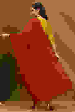 Red Poly Silk Yarn-Dyed Festive Dupatta image number 3