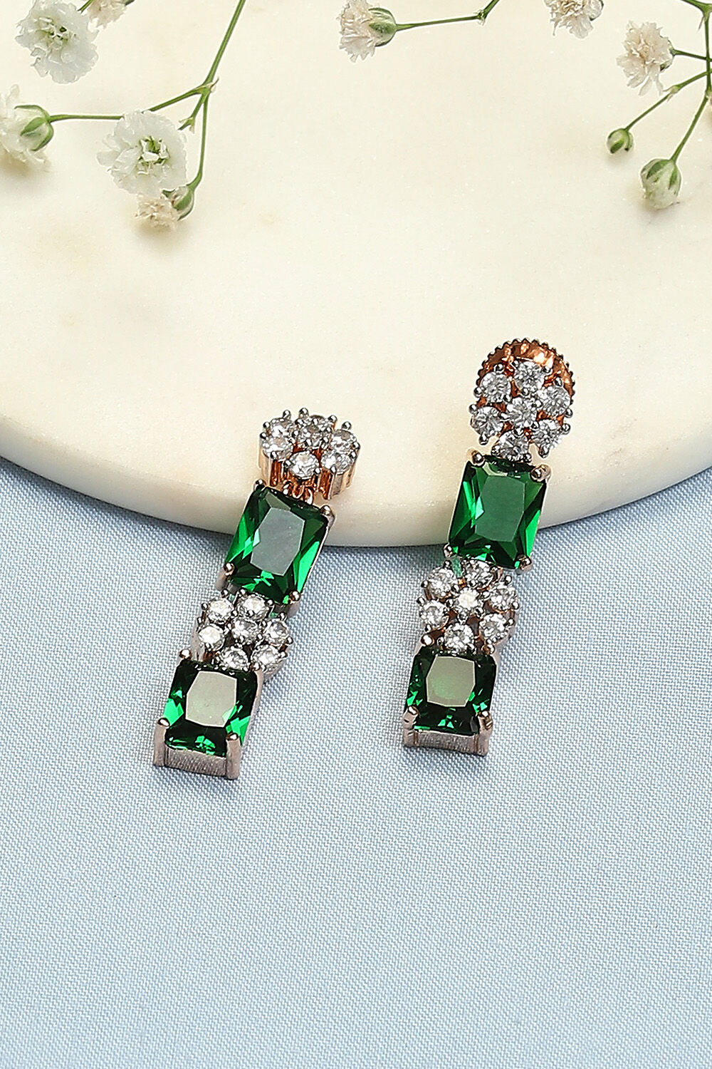 Green Brass Earrings image number 0