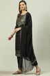 Orange Printed Viscose Straight Kurta Regular Pants Suit Set image number 0