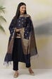 Navy Blue Poly Viscose Straight Kurta Slim Pant Suit Set image number 5