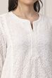 White Cotton Lace Embroidered Straight Suit Set image number 1