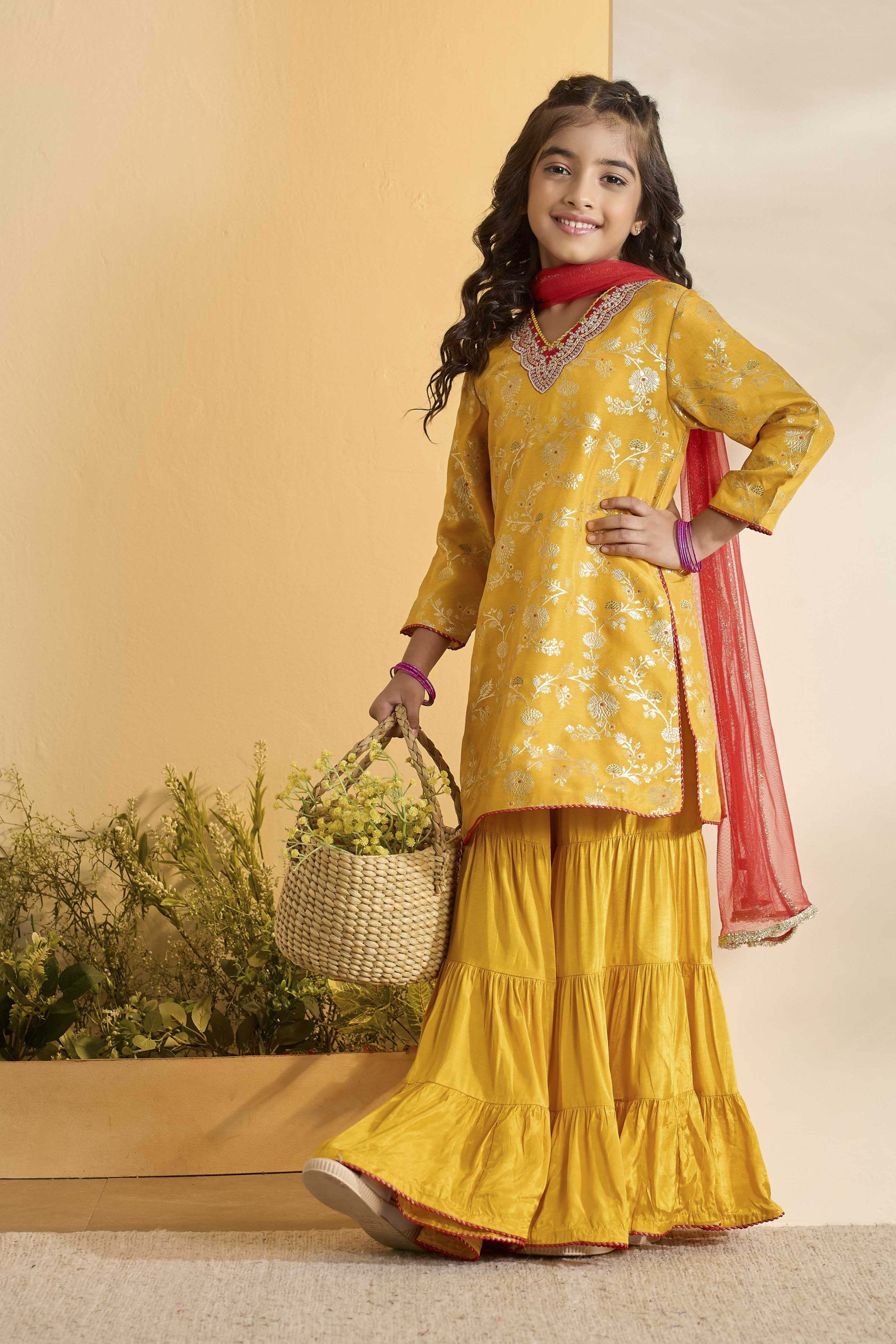 biba Yellow Polyester Straight Suit SetYellow Polyester Straight Suit Set-picture-147