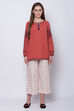 Maroon Viscose Solid Kurta Palazzo Set image number 3