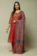 Maroon Art Silk Unstitched Suit Set image number 1
