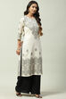 Black Beige Art Silk Straight Kurta image number 3