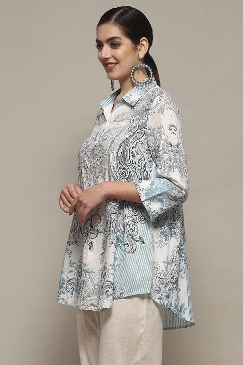 Yellow Viscose Straight Printed Shirt image number 2