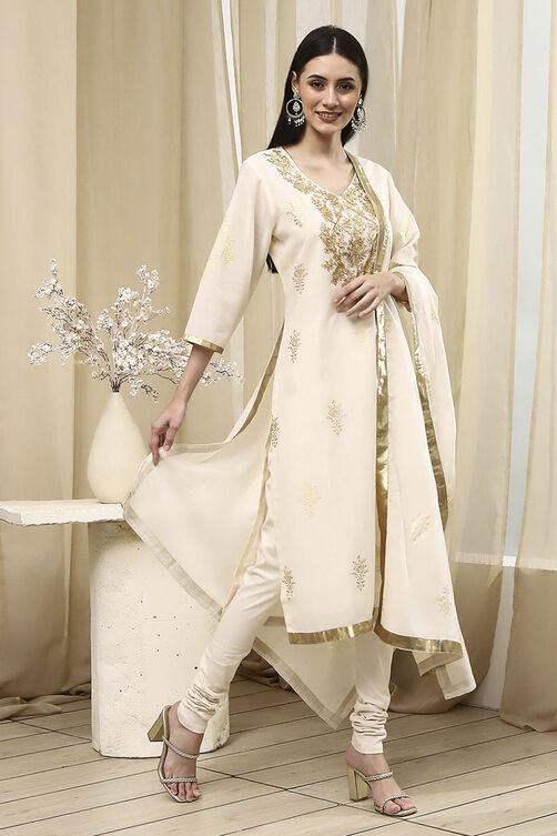 Mehendi Green Poly Chanderi Straight Suit Set image number 5