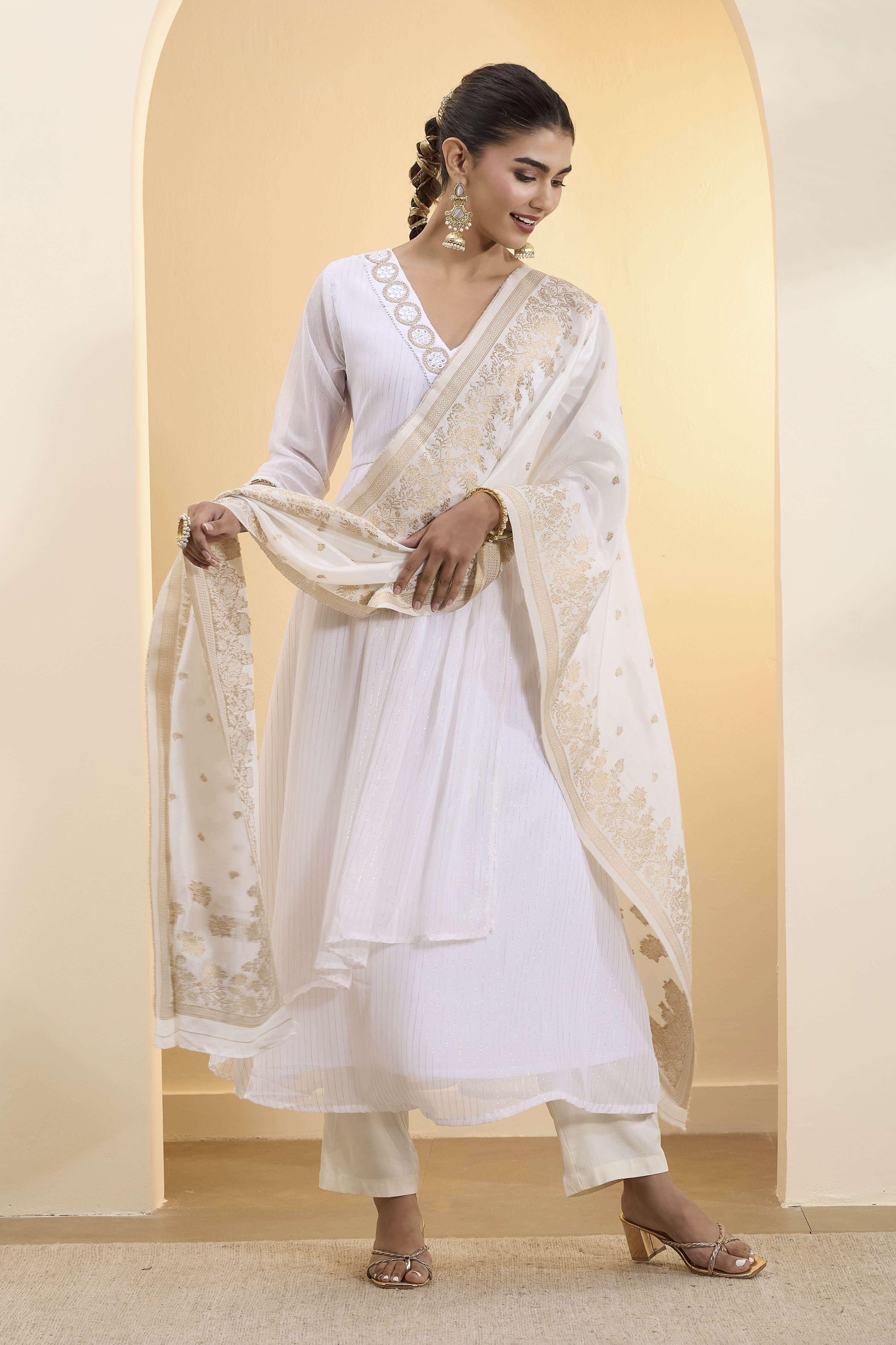biba Off-White Poly Zari Printed DupattaOff-White Poly Zari Printed Dupatta-picture-20
