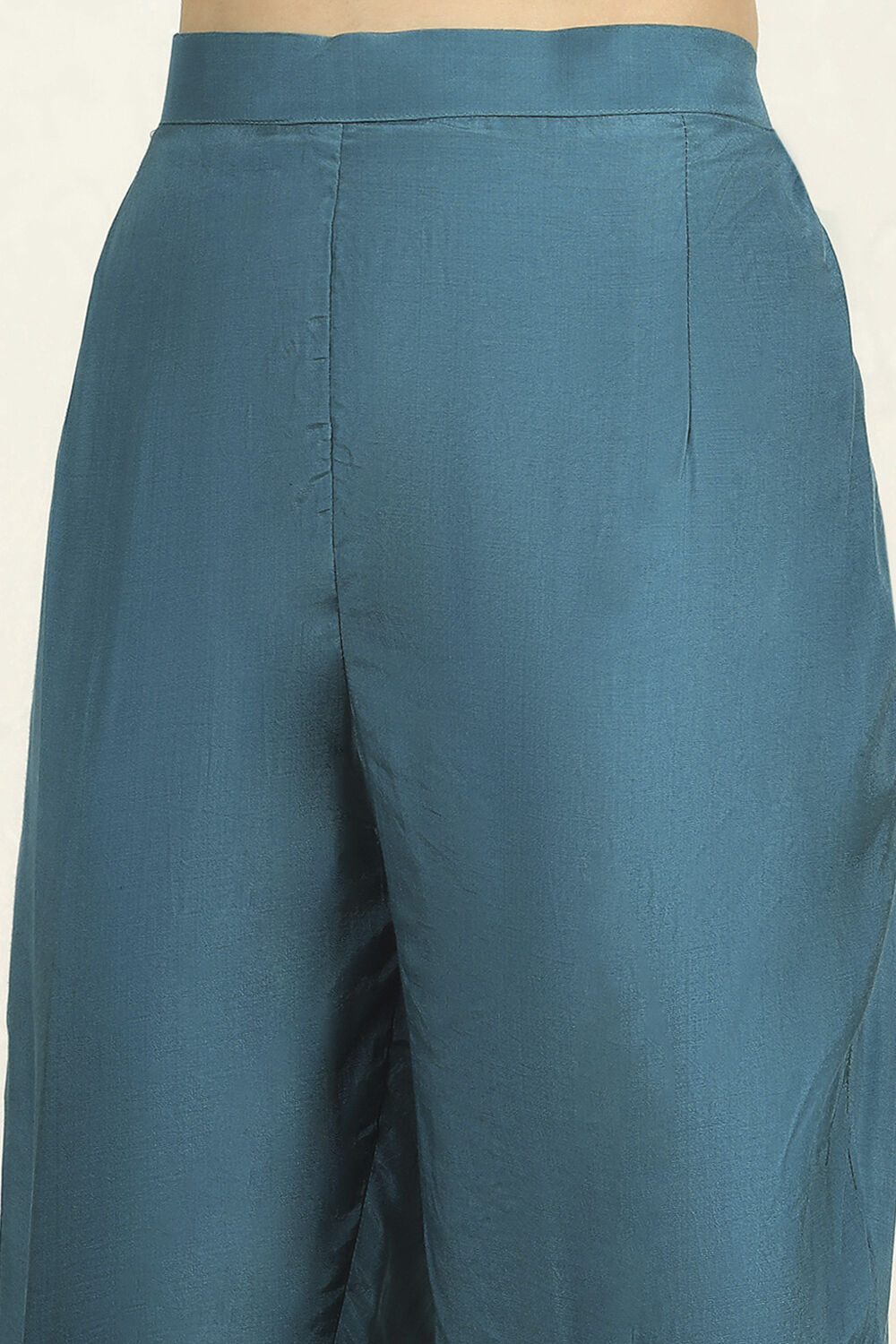 Teal Chanderi Unstitched Suit Set image number 3