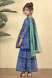 Blue Polyester Printed Gathered Sharara Suit Set image number 4