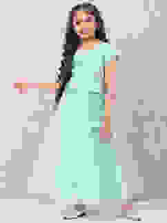 Turquoise Viscose Lehenga Set image number 0