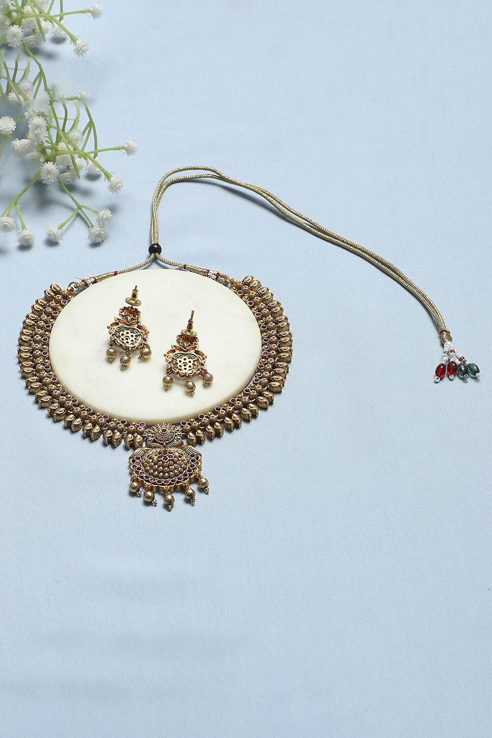 Red Alloy Necklace Set image number 2