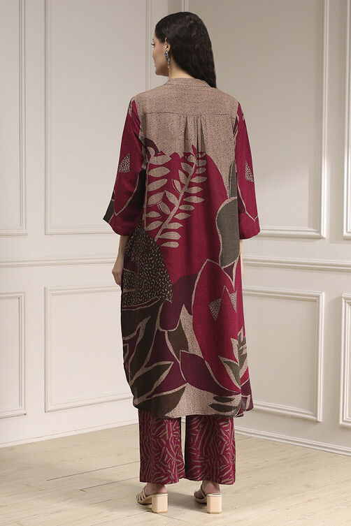 Berry Printed Straight Kurta Set image number 4