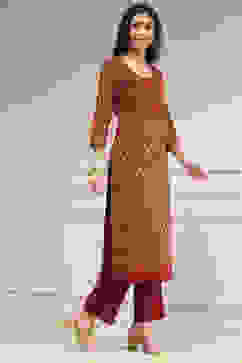 Red Cotton Screen Print Unstitched Suit Set image number 6