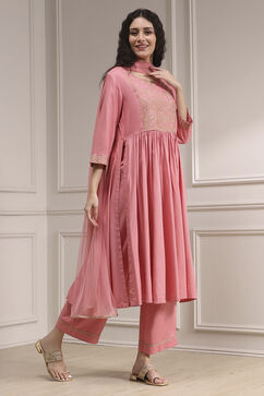 Peach-Colored Dyed Gathered Suit Set image number 5