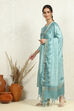 Blue Tussar Printed Unstitched Suit Set image number 2