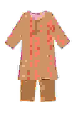 Mustard Polyester A-Line Printed Kurta Set image number 0