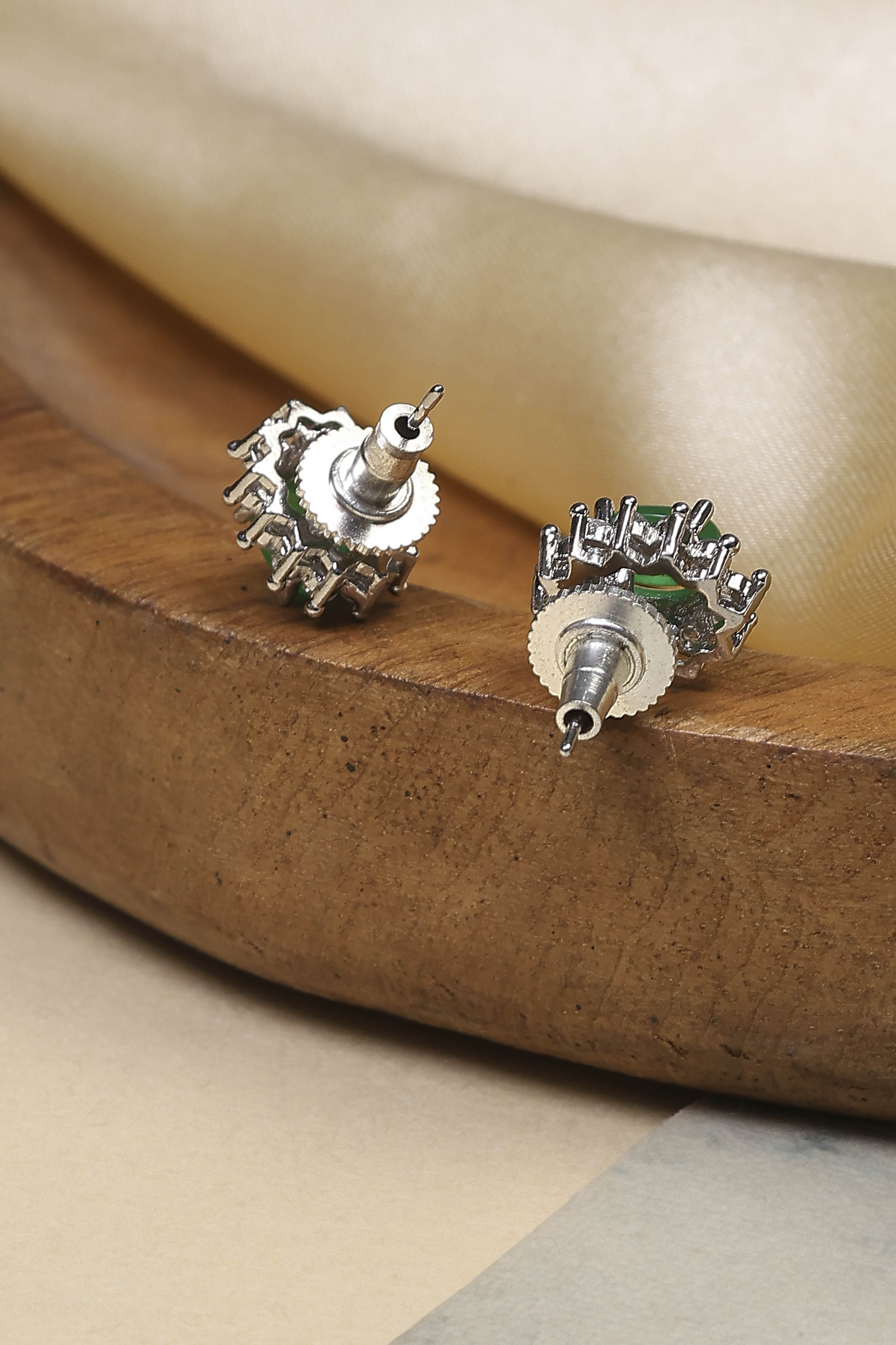 Green Stone Embellished Earrings image number 2