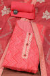 Pink Linen Blend Digital Print Unstitched Suit Set image number 0