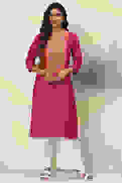 Fuchsia Straight Rayon Kurta image number 5