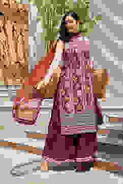 Maroon Printed Straight Kurta & Palazzo Suit Set image number 0