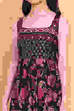 Black Floral Printed Kalidar Suit Set image number 1